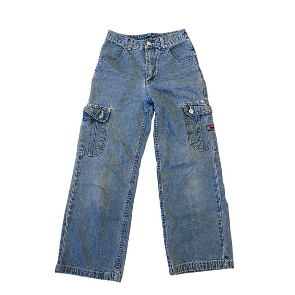 80's Jordache Stonewash Denim Blue Jeans Size 24x25 Straight Leg Cargo - Picture 1 of 14